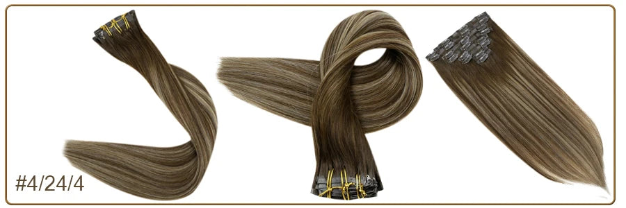 Extensiones de cabello humano 100% Premium 55 cm Largo con Clip sin costuras 120 Gr