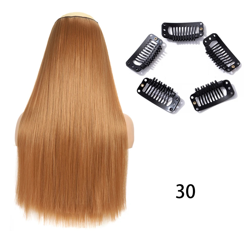 2X1 🛍️ EXTENSIONES CORTINA 5 Clip 60 cm Largo CABELLO 100% Similar al Cabello Natural 🥇