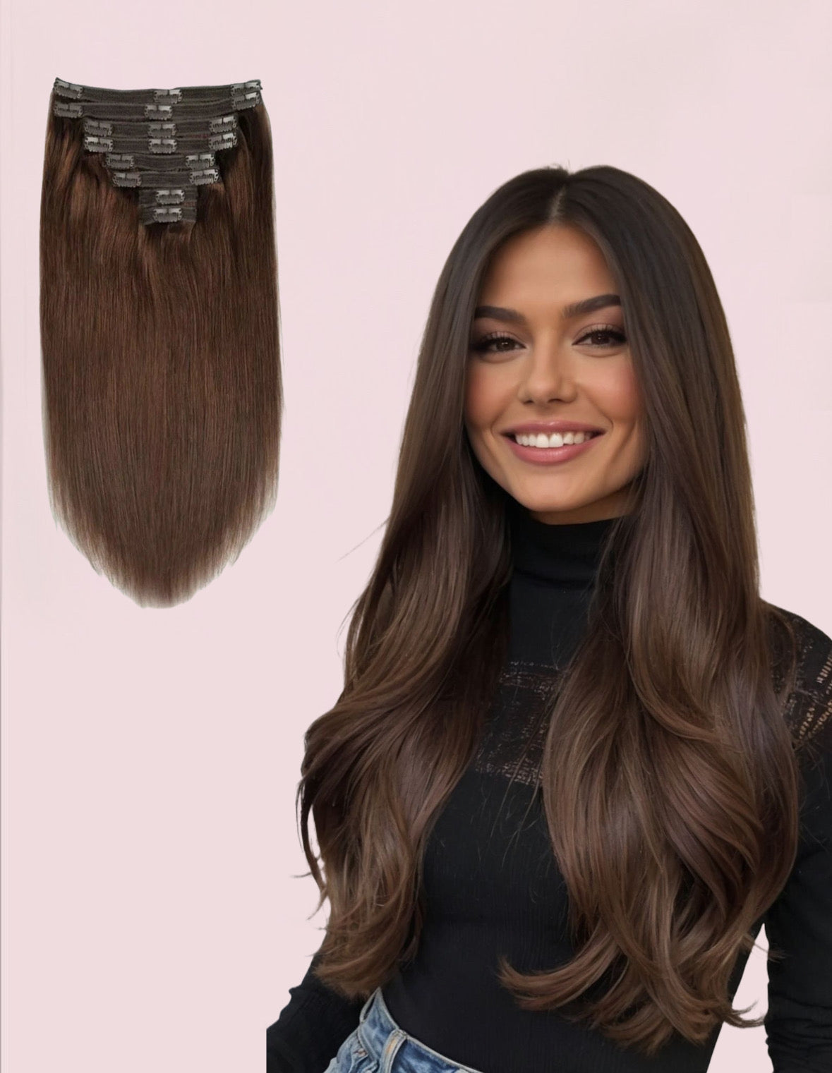 EXTENSIONES DE CABELLO 100% NATURAL©️ CASTAÑOS MEDIOS 18 CLIPS