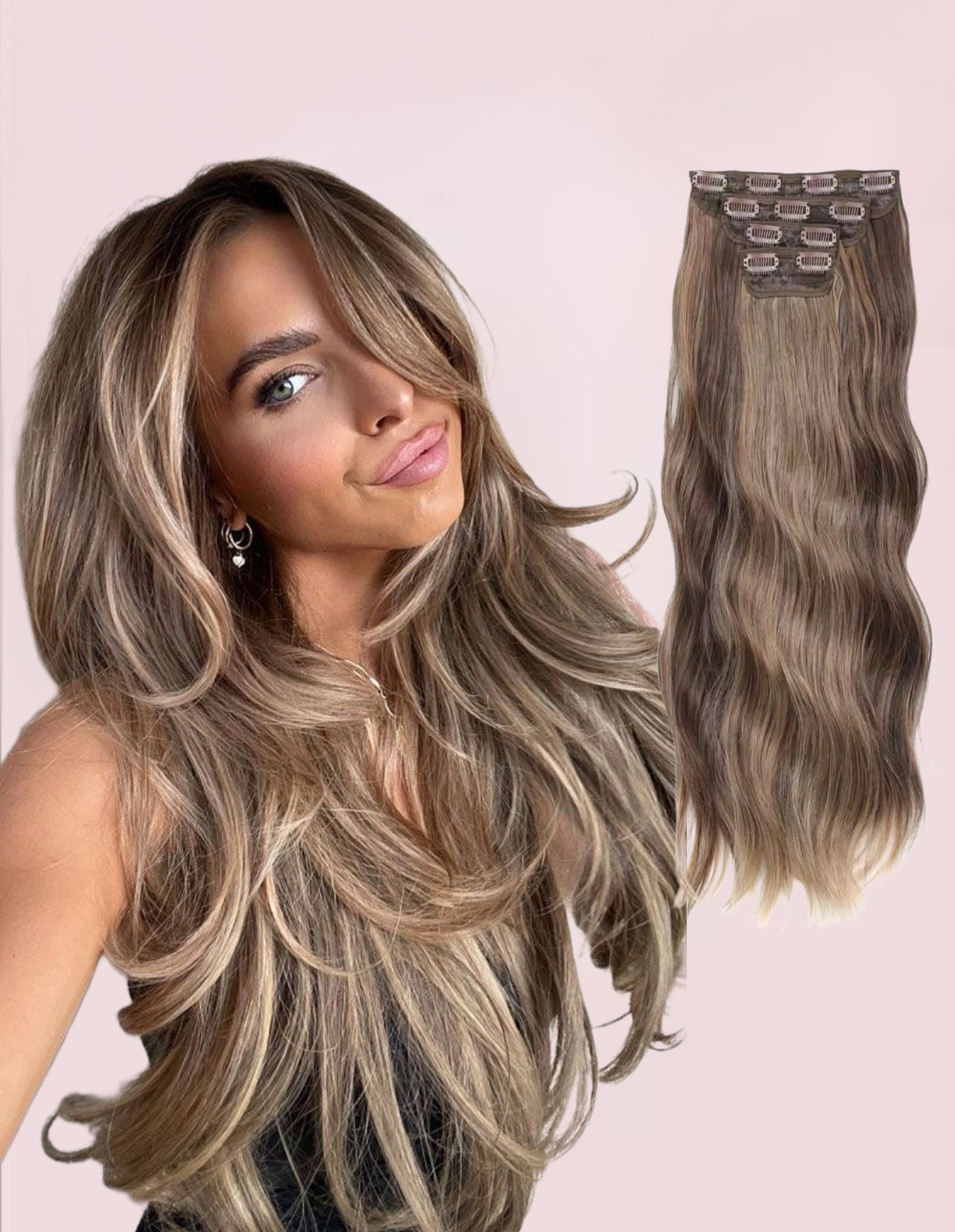 Pack 4 EXTENSIONES CORTINA BALAYAGE 60 cm PREMIUM 🥇 Semi Naturales