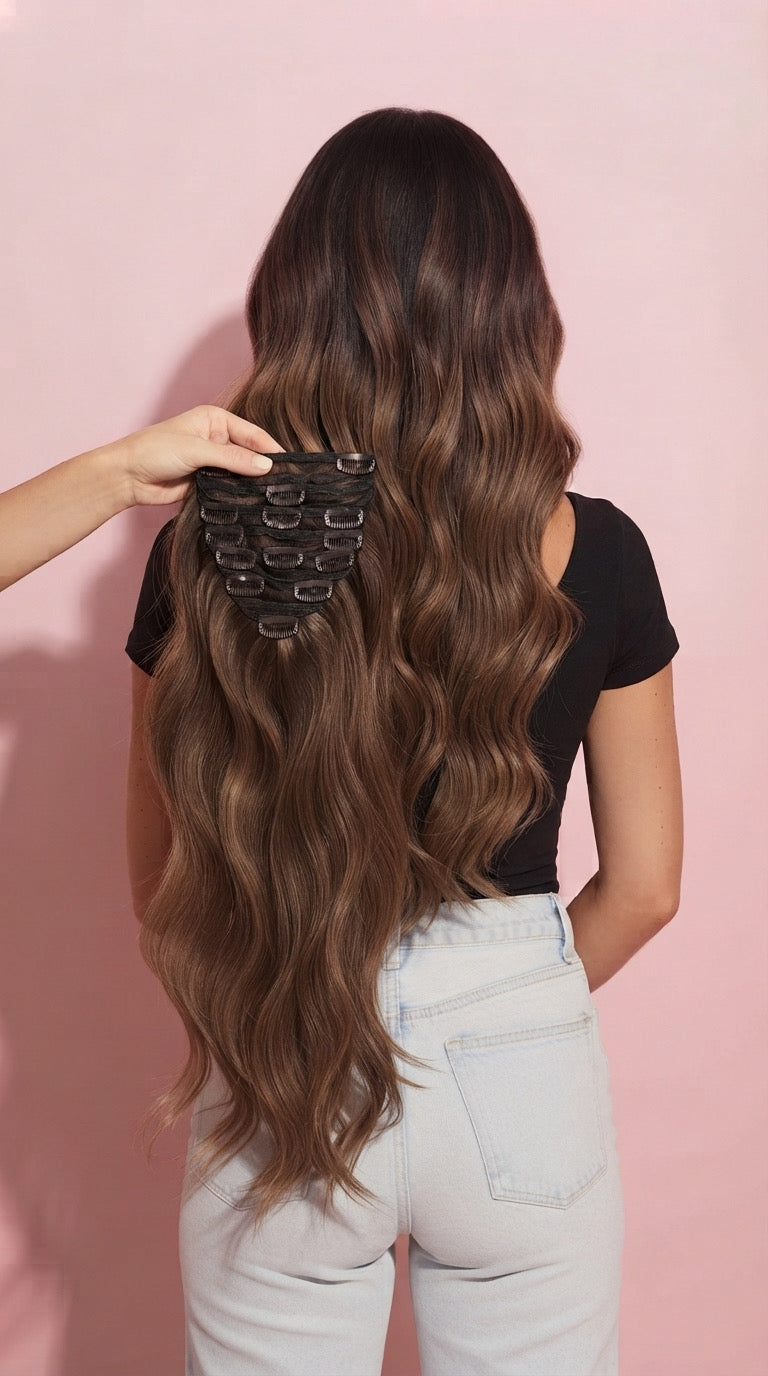 NUEVO 💕BALAYAGE Extensiones por Capas Clip  55 cm largo Cabello Virgen 100 % Natural ©️