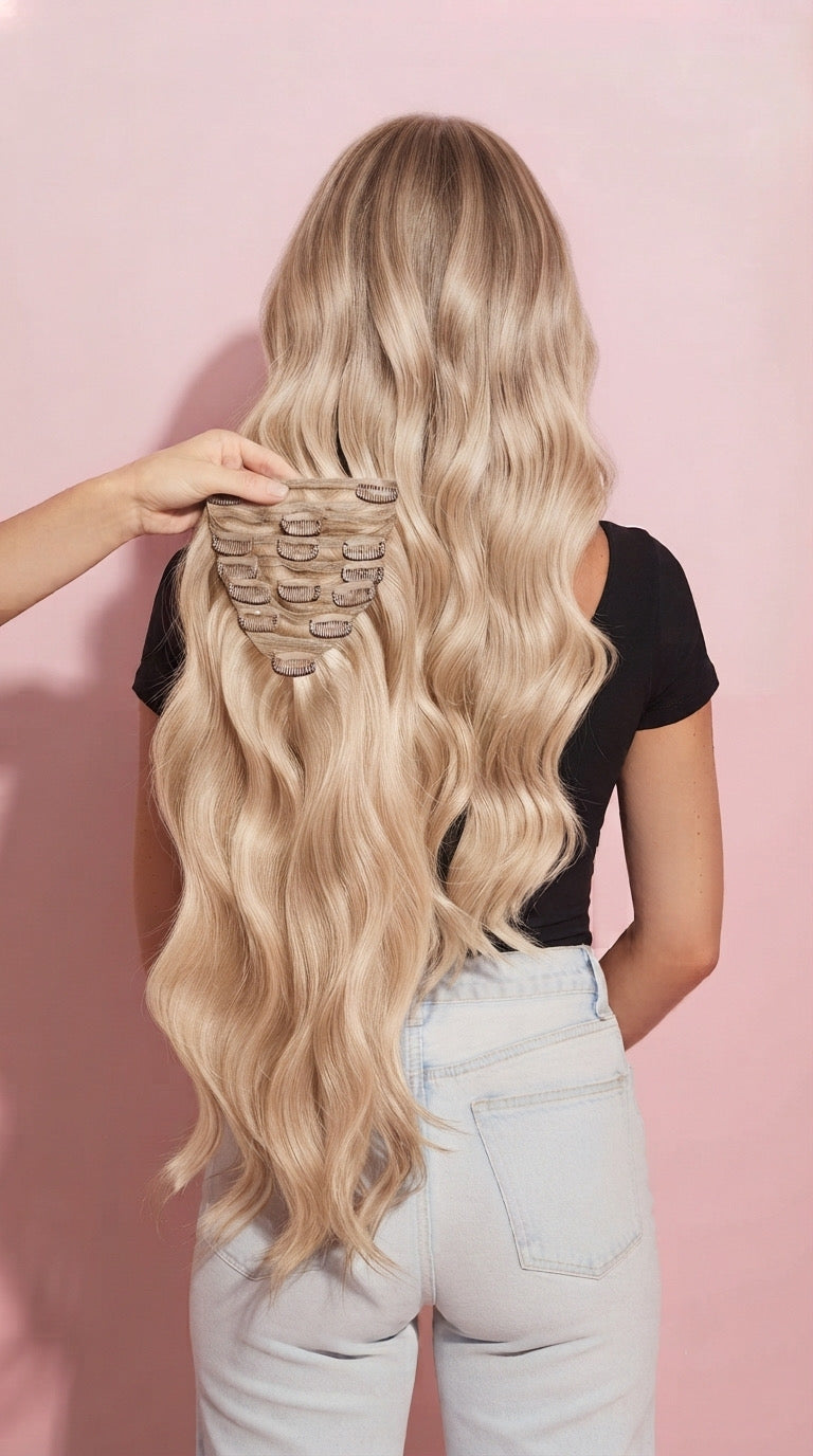 NUEVO 💕BALAYAGE Extensiones por Capas Clip  55 cm largo Cabello Virgen 100 % Natural ©️