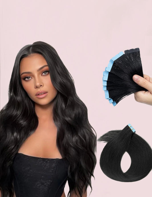 Pack 20 Mechas de  60 cm Largo  Cabello 100% Natural©️  Adhesiva doble cara