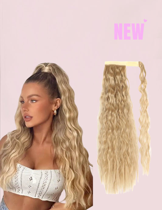 Extensiones Coleta  55 cm y 80 cm de largo Ondas de Sirena Cabello 100% Similar al Cabello Natural 🥇