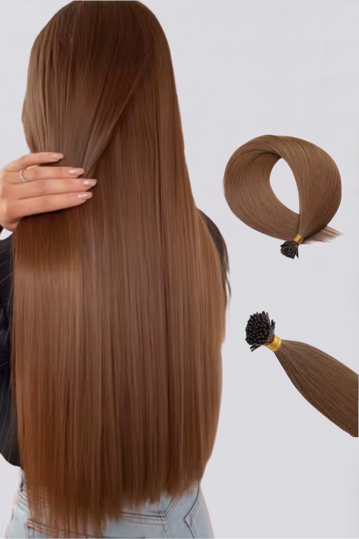 NEW ⭐️ PACK 100 EXTENSIONES DE PUNTO ADHESIVAS 66 CM Cabello PREMIUM🥇 Semi Natural
