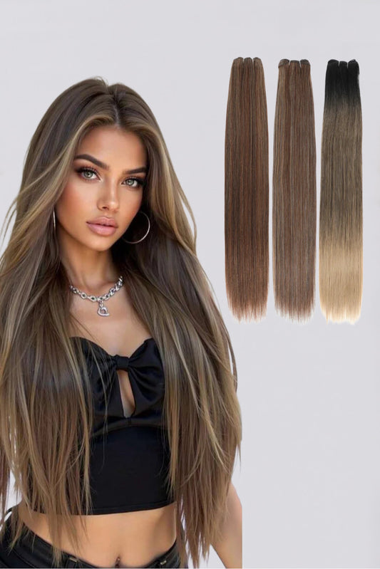 MAZO Extensiones de Cabello PREMIUM🥇 Similar al Natural Tonos Balayage Hasta 70 cm Largo
