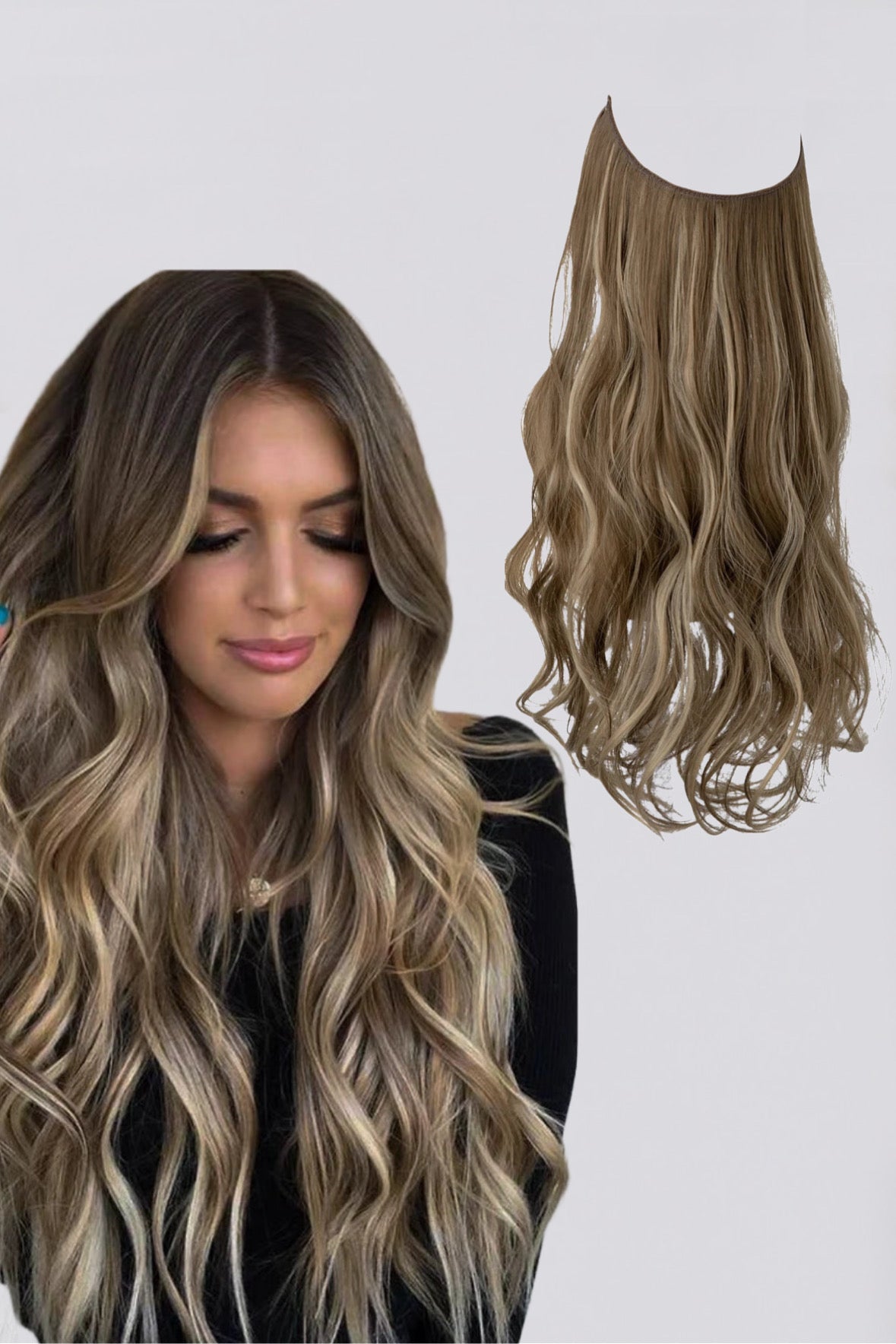 Extensiones Cortina babylight Hilo Invisible  Similar Cabello Natural Onduladas