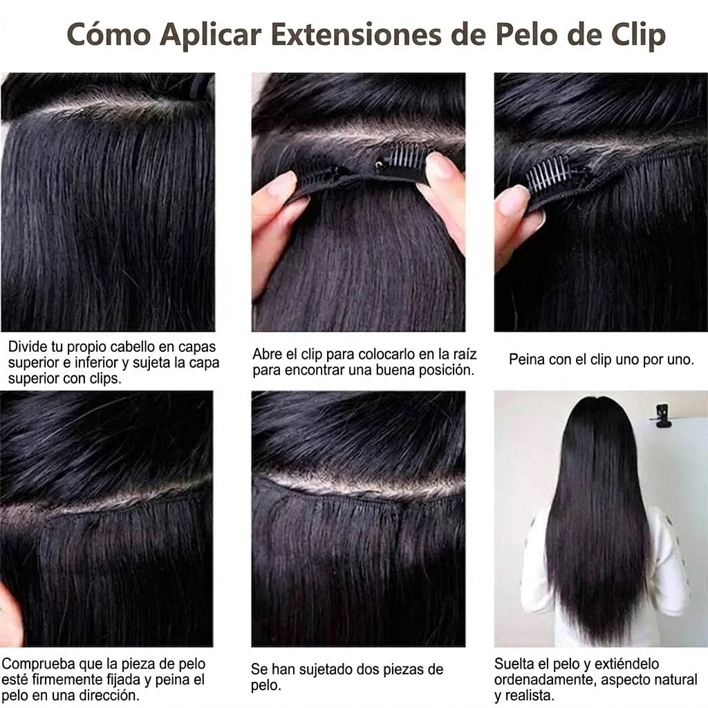 Pack 4 Extensiones SIN ENREDO 66 cm PREMIUM 🥇 Semi Naturales