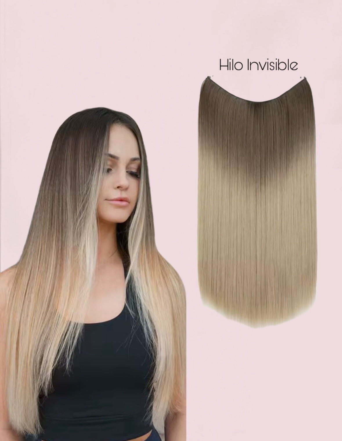 EXTENSIONES HILO INVISIBLE Balayage  Similar al Cabello Natural Premium🥇 55 cm largo Lisas