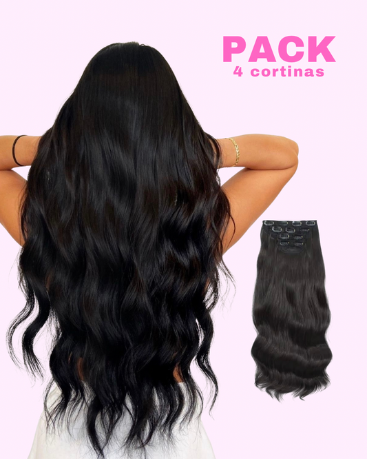 Pack 4 EXTENSIONES CORTINA BALAYAGE 60 cm PREMIUM 🥇 Similar al Cabello Natural