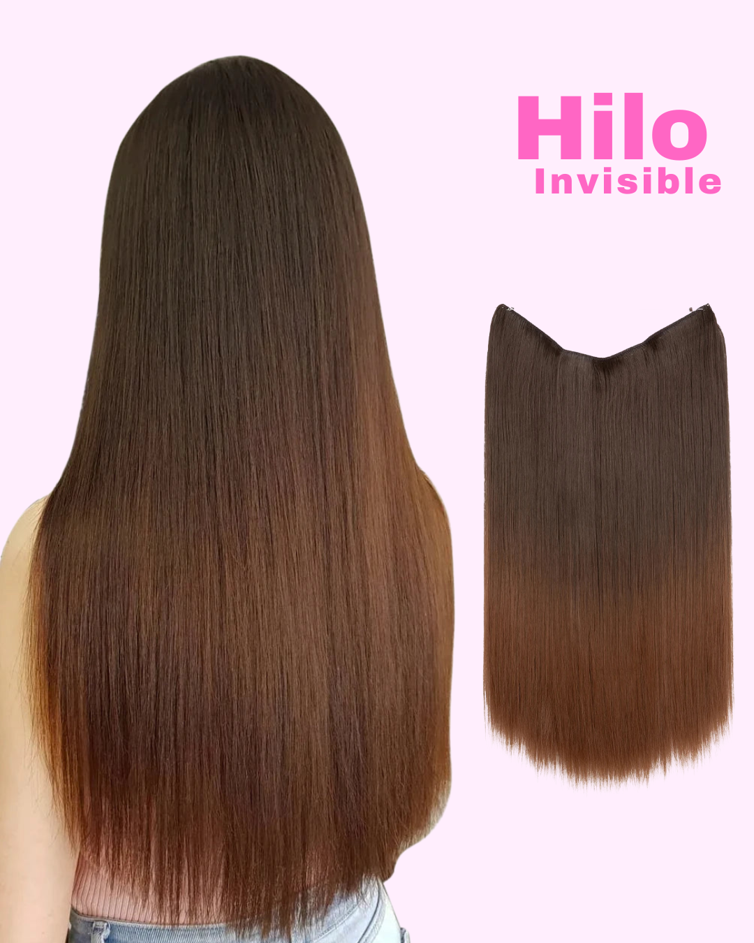 EXTENSIONES HILO INVISIBLE Balayage  Similar al Cabello Natural Premium🥇 55 cm largo Lisas