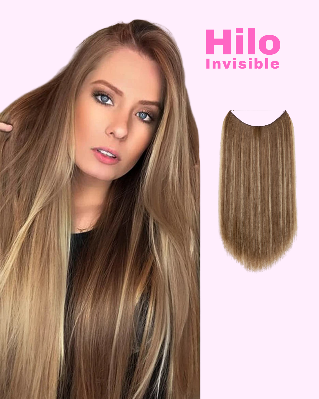 EXTENSIONES HILO INVISIBLE Balayage  Similar al Cabello Natural Premium🥇 55 cm largo Lisas