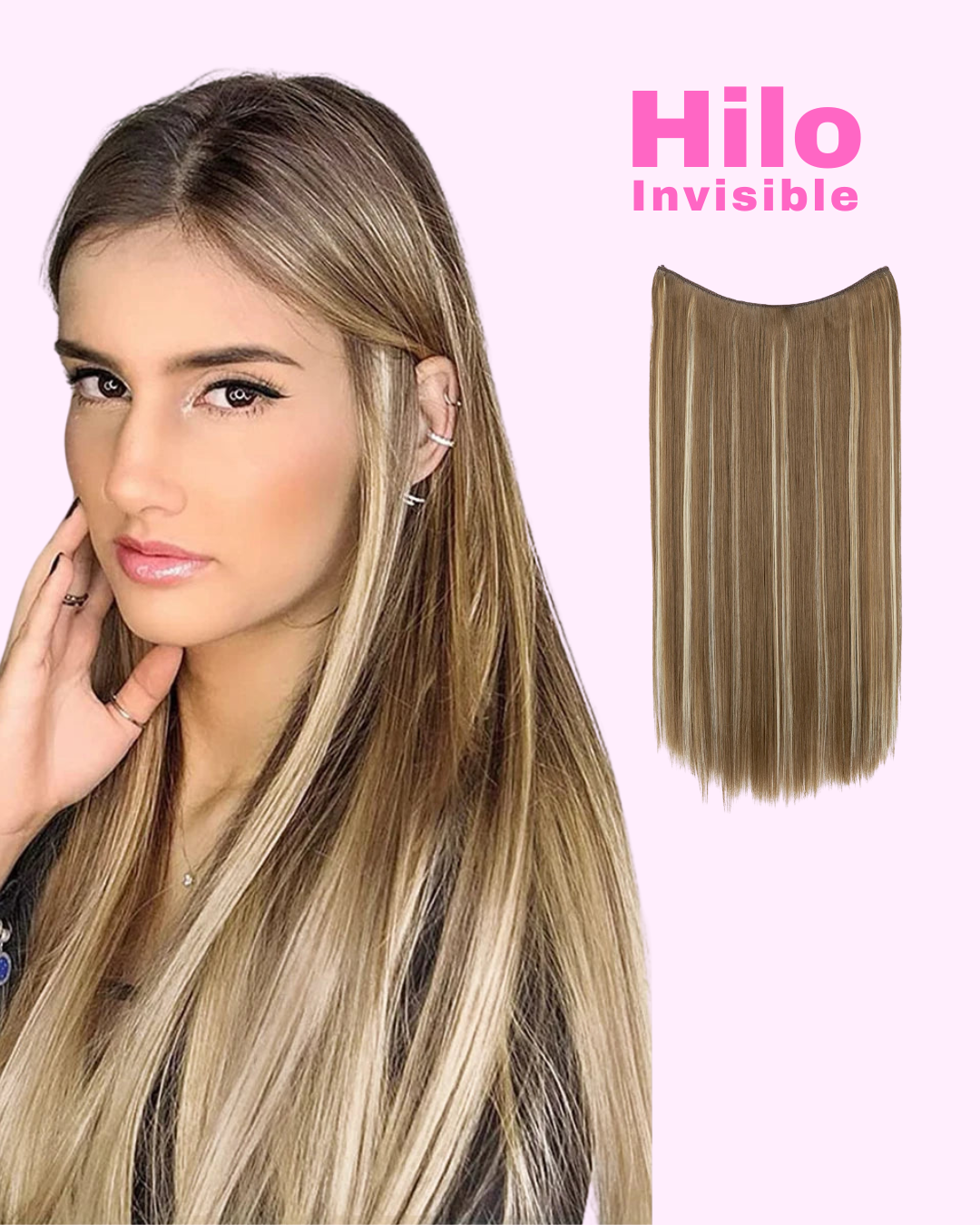 EXTENSIONES HILO INVISIBLE Balayage  Similar al Cabello Natural Premium🥇 55 cm largo Lisas