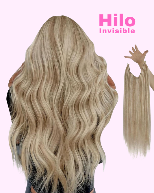 EXTENSIONES HILO INVISIBLE Balayage  Similar al Cabello Natural Premium🥇 55 cm largo Lisas