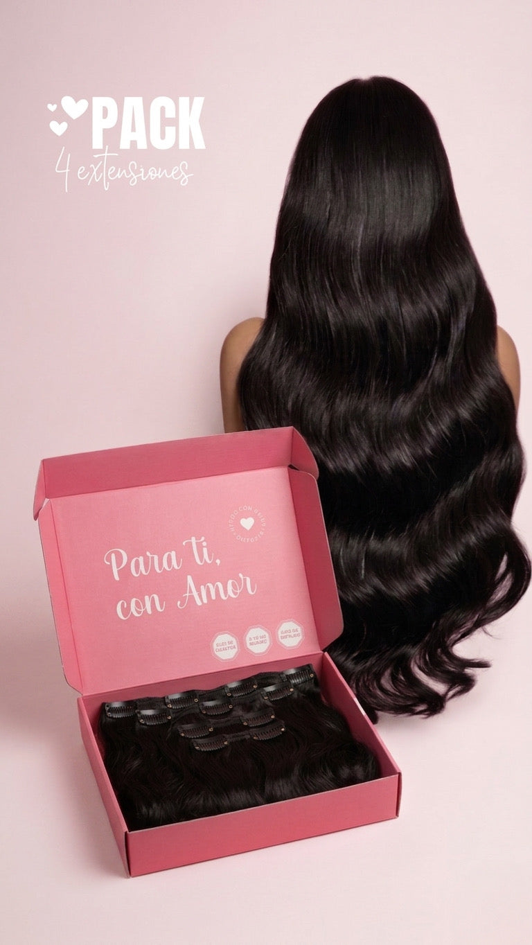 Pack 4 EXTENSIONES CORTINA BALAYAGE 60 cm PREMIUM 🥇 Semi Naturales