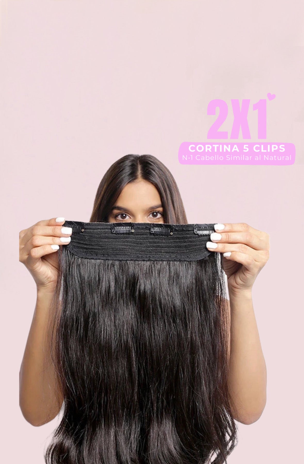 2X1 EXTENSIONES CORTINA 5 Clip 55 cm Cabello Orgánico