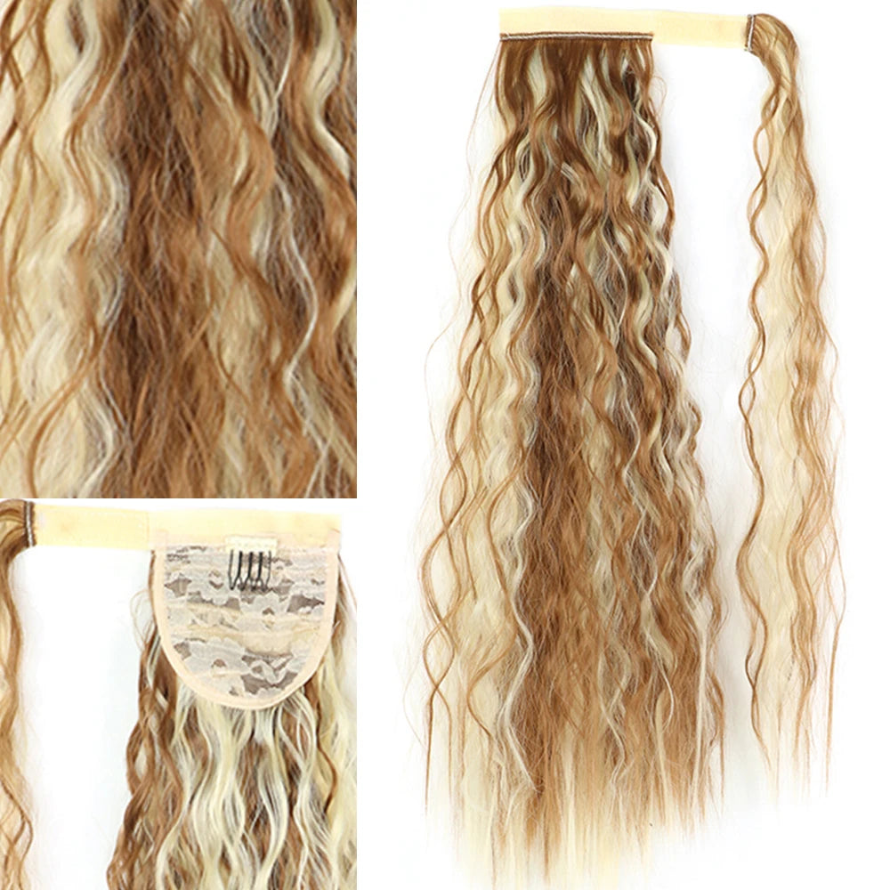 Extensiones Coleta  55 cm y 80 cm de largo Ondas de Sirena Cabello 100% Similar al Cabello Natural 🥇