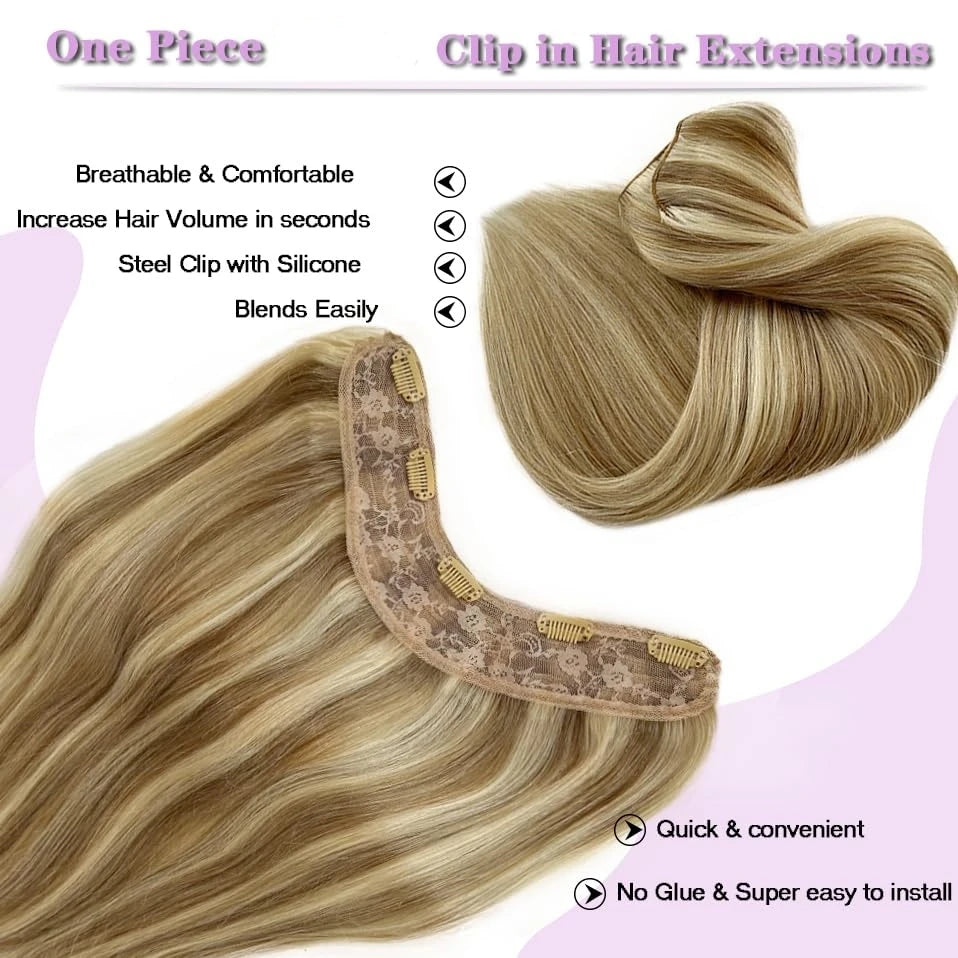 BALAYAGE Maxi Cortina 66 cm Cabello Humano 100% Natural tono rubio 8/613