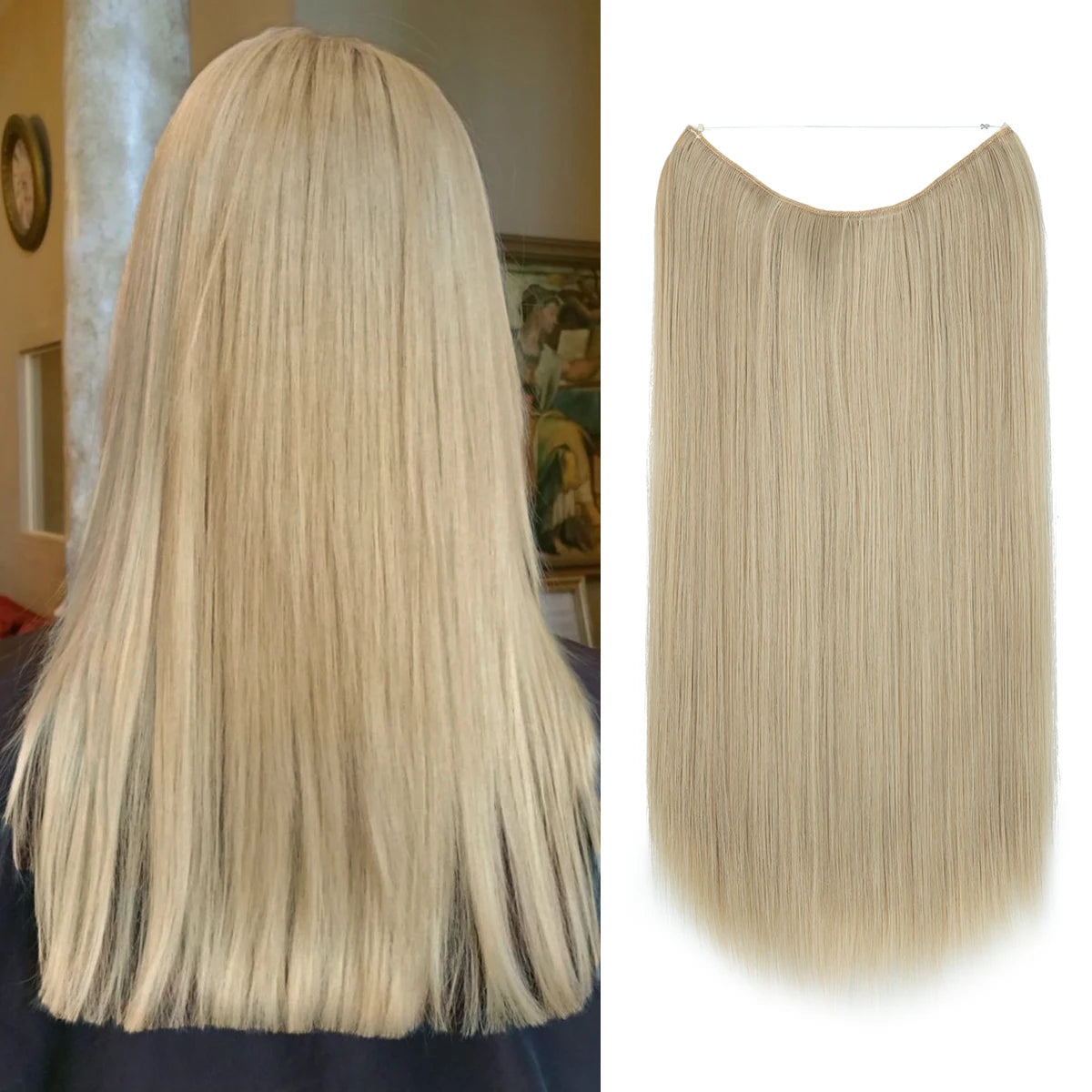 EXTENSIONES HILO INVISIBLE Balayage  Similar al Cabello Natural Premium🥇 55 cm largo Lisas