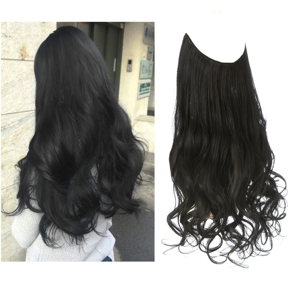 Extensiones Cortina babylight Hilo Invisible 55 cm Largo (150gr) Cabello 100% Similar al Cabello Natural 🥇