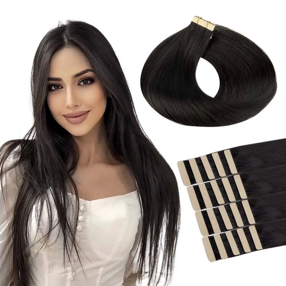 Extensiones Cabello Natural 100% Pegatina Invisible 60 cm Largo