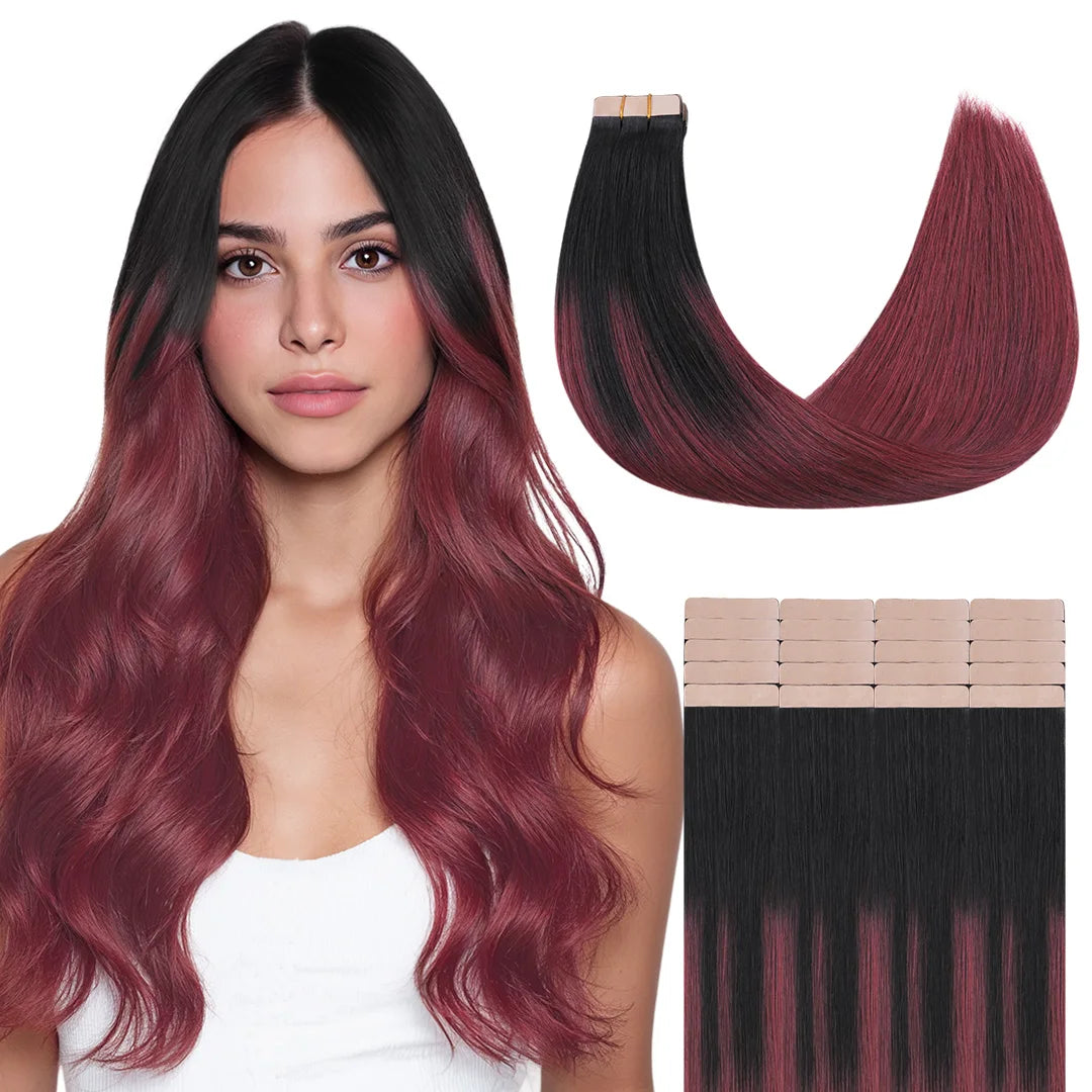 Extensiones Adhesivas Balayage 60 cm de largo Cabello Natural ©️ 100% Virgen