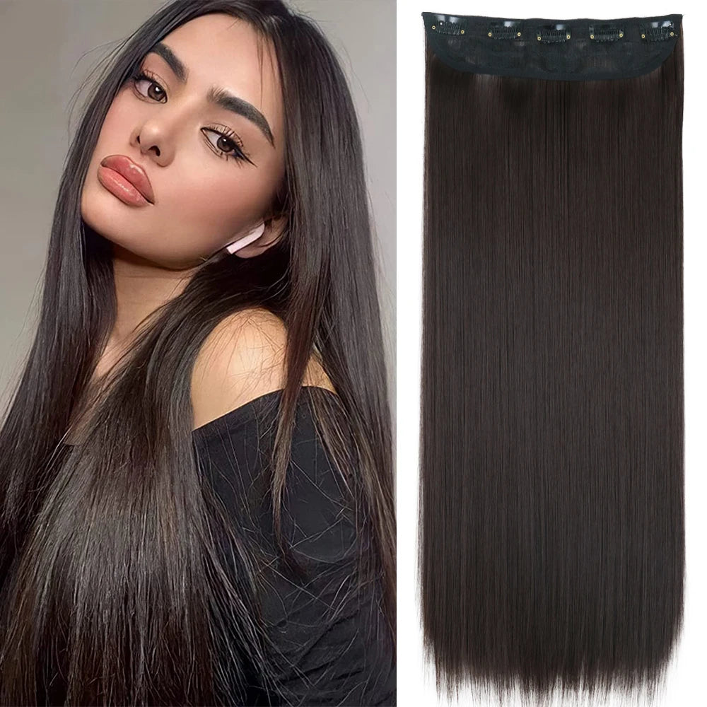 2X1 🛍️ EXTENSIONES CORTINA 5 Clip 60 cm Largo CABELLO 100% Similar al Cabello Natural 🥇