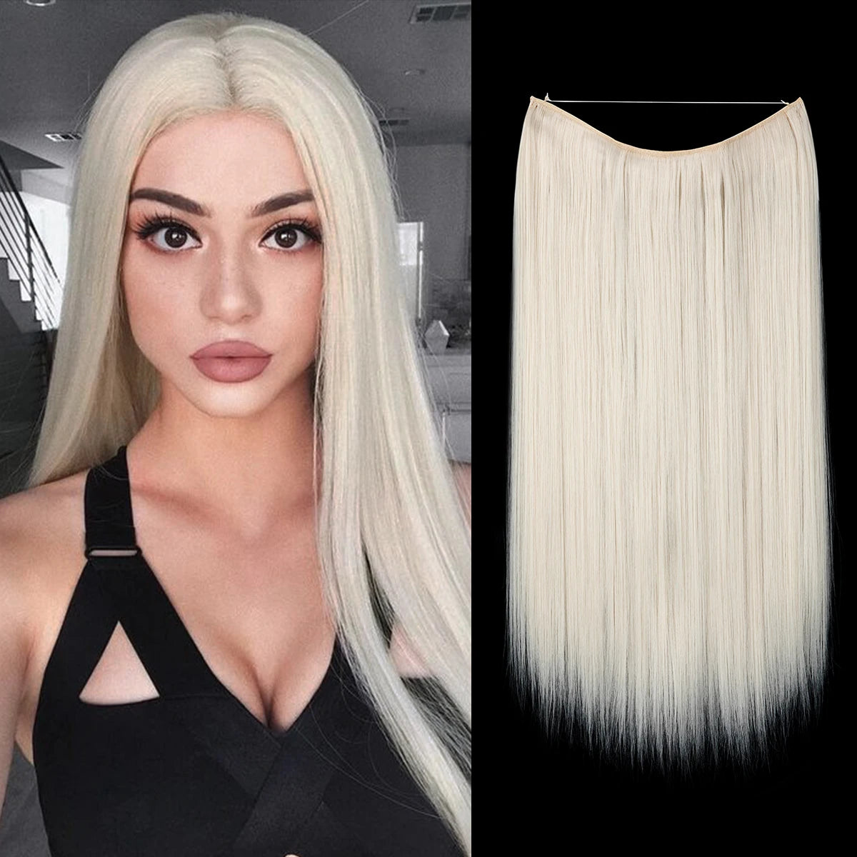 EXTENSIONES HILO INVISIBLE Balayage  Similar al Cabello Natural Premium🥇 55 cm largo Lisas