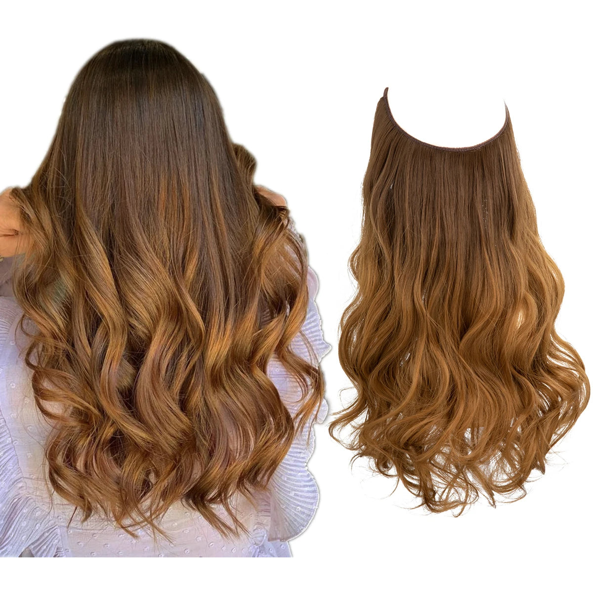 Extensiones Cortina babylight Hilo Invisible 55 cm Largo (150gr) Cabello 100% Similar al Cabello Natural 🥇