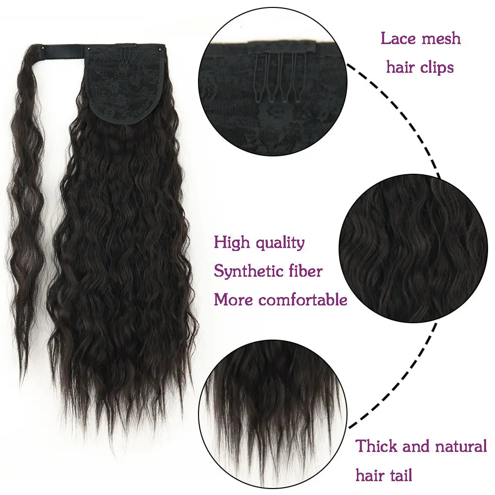 Extensiones Coleta  55 cm y 80 cm de largo Ondas de Sirena Cabello 100% Similar al Cabello Natural 🥇