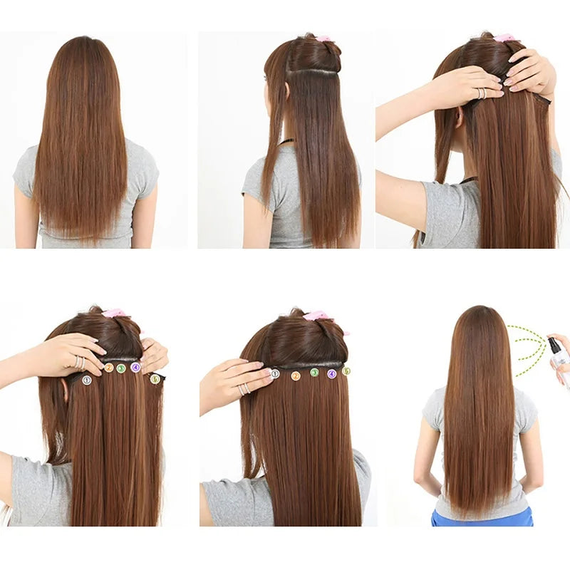 EXTENSIONES MAXI CORTINA 5 clips 100 cm de Largo Liso Cabello 100% Similar al Cabello Natural 🥇 180 gr