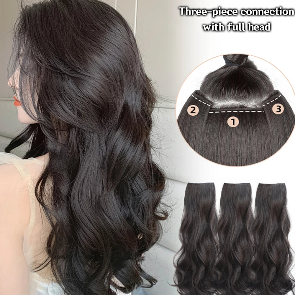 Extensiones de Cabello  Natural Organico  Tonos Cataños 3 Unidades de cortina