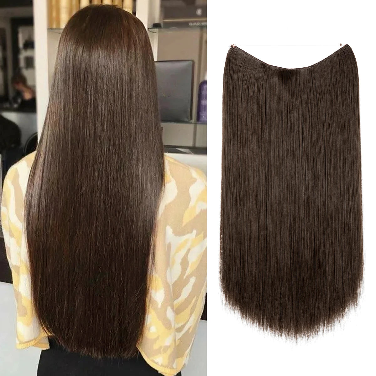 EXTENSIONES HILO INVISIBLE Balayage  Similar al Cabello Natural Premium🥇 55 cm largo Lisas