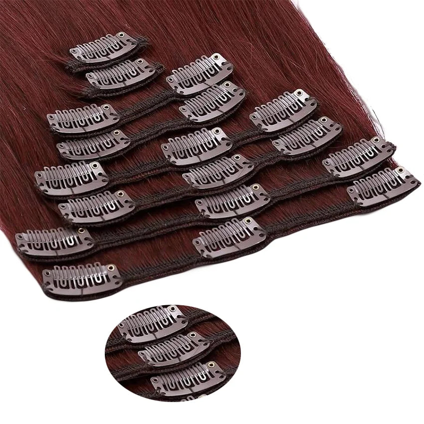 Extensiones por Capas Borgoña 99J Cabello 100% Natural©️ 60 cm Largo