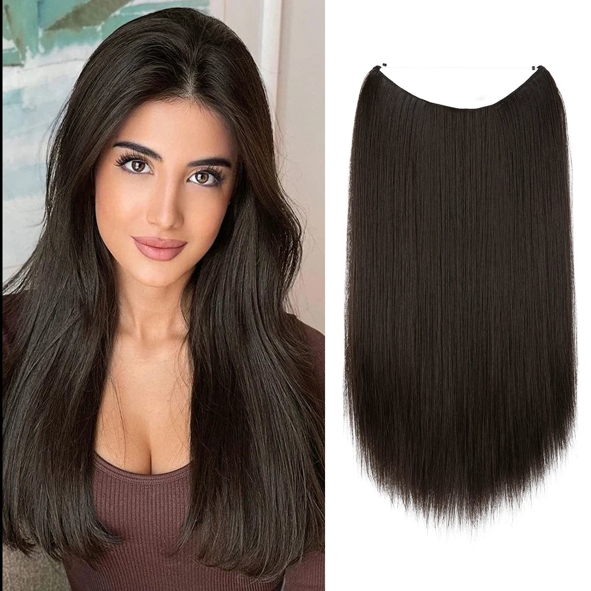 EXTENSIONES HILO INVISIBLE Balayage  Similar al Cabello Natural Premium🥇 55 cm largo Lisas