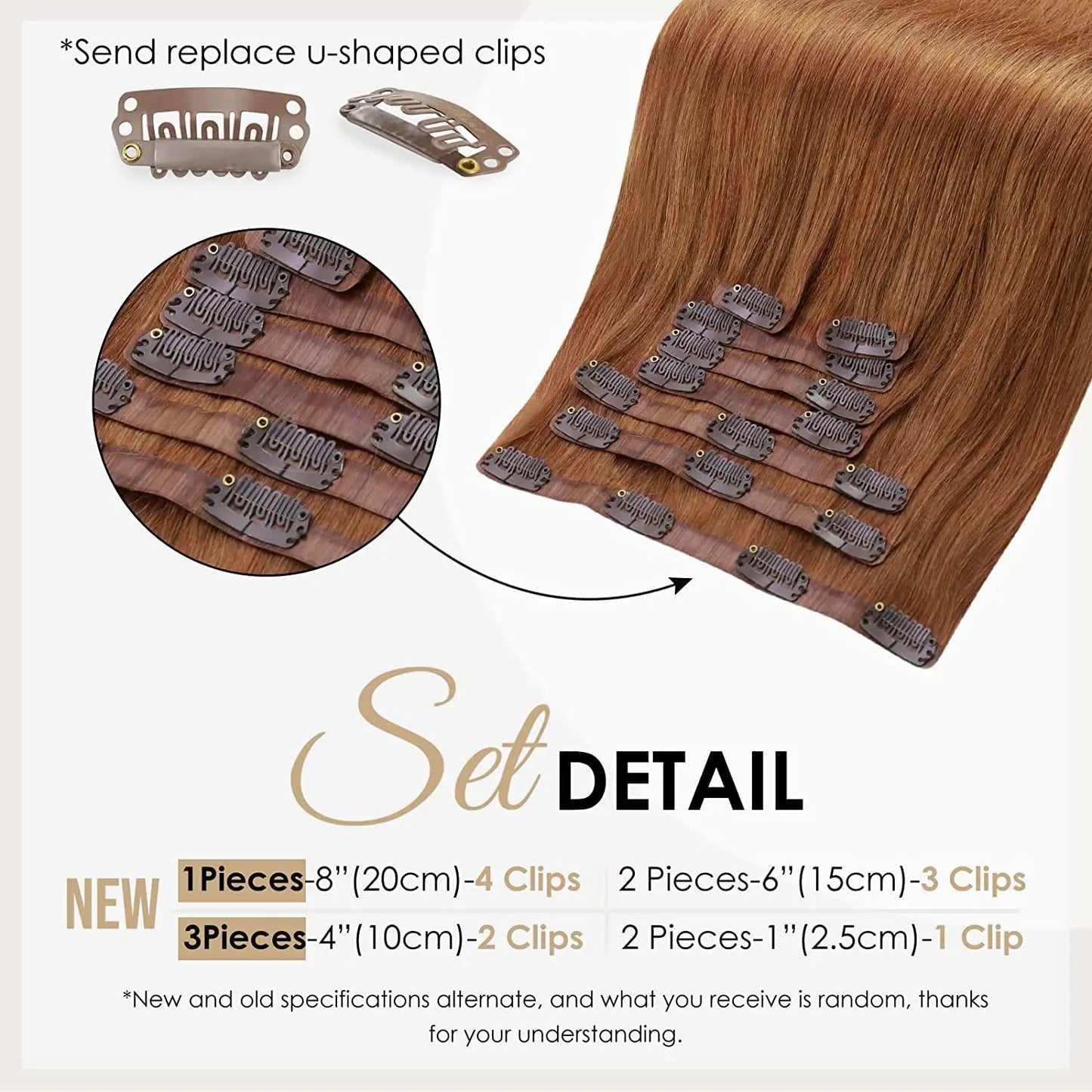 Extensiones de cabello humano 100% Premium 55 cm Largo con Clip sin costuras 120 Gr