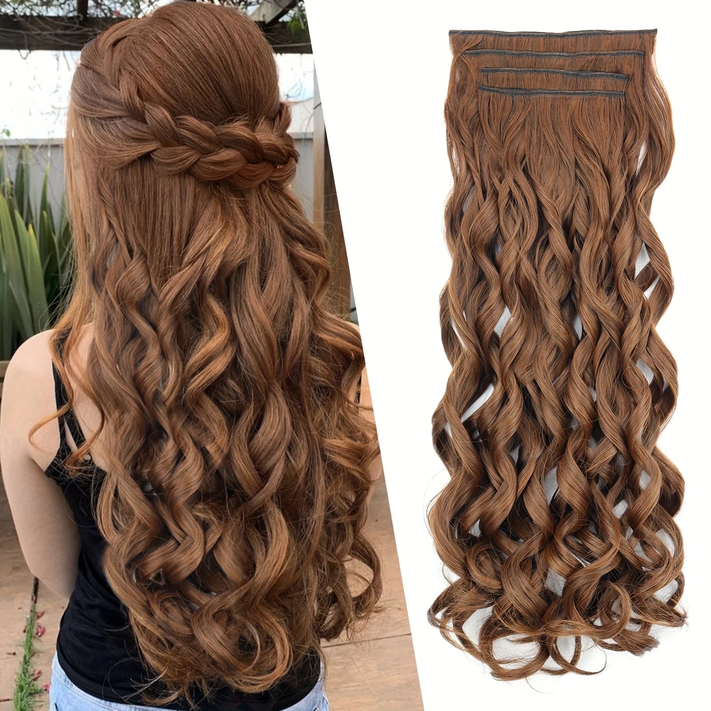 EXTENSIONES CABELLO por Capas 4 Piezas Rulos 50 cm Largo CABELLO 100% Similar al Cabello Natural 🥇