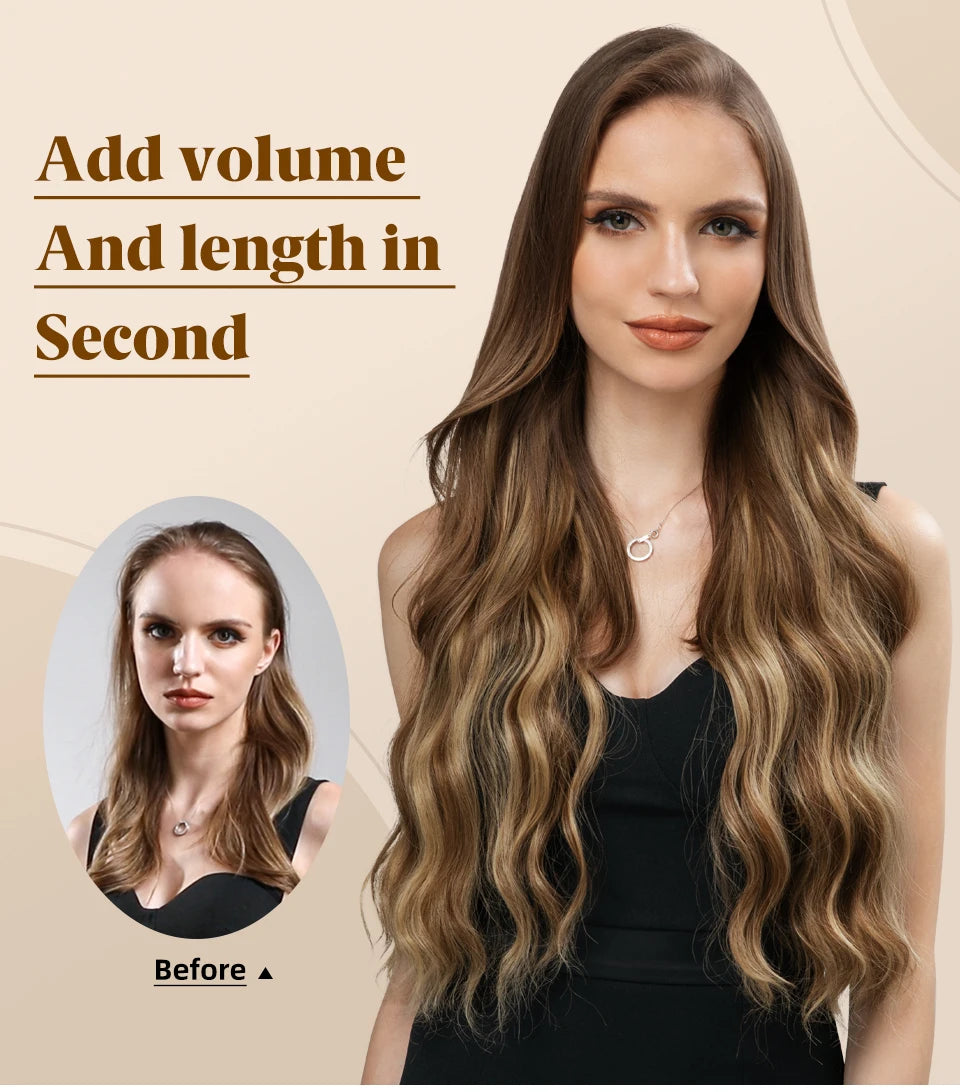 MAXI CORTINA HILO INVIBLE Balayage Semi Natural🥇 60 cm