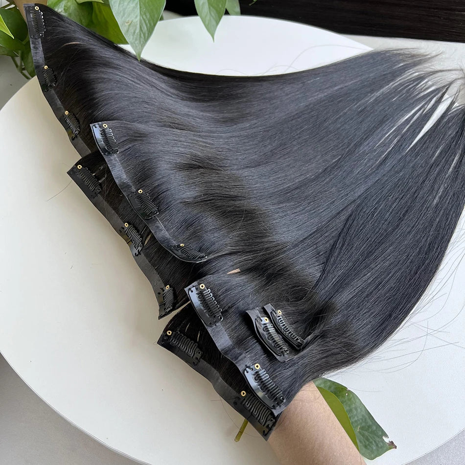 Extensiones de Cabello 100% Natural©️ Tono #1B Castaño Oscuro