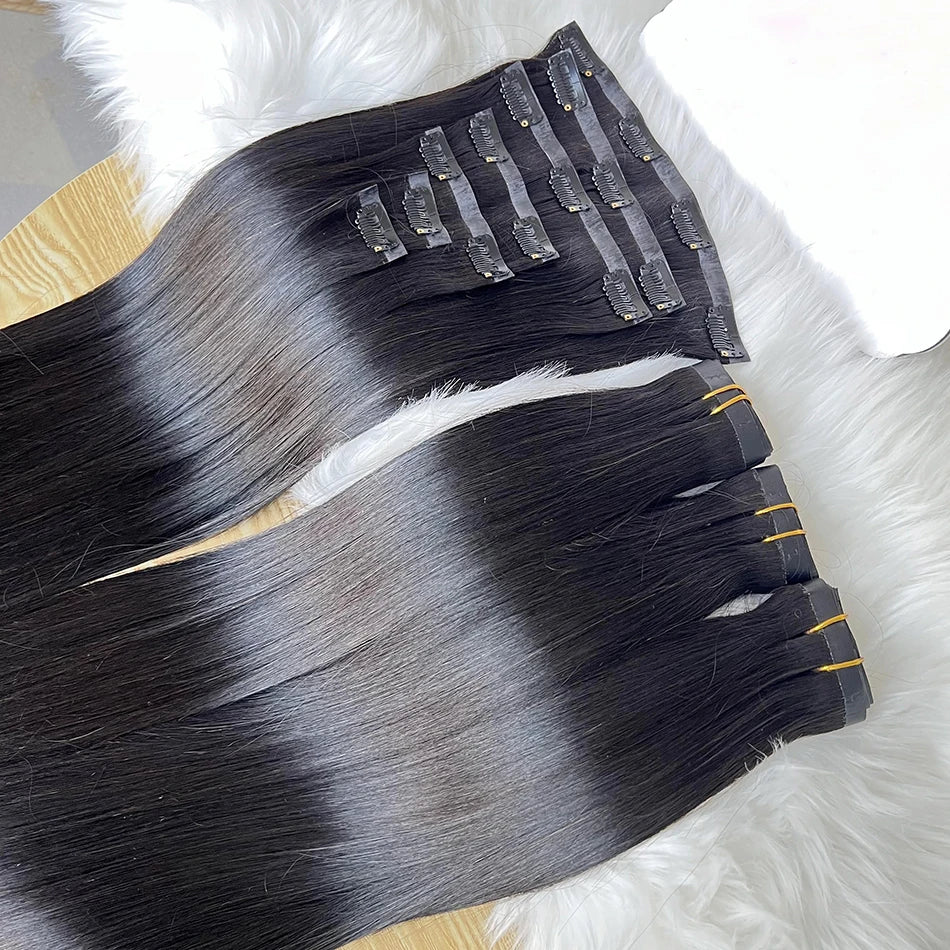 Extensiones de Cabello 100% Natural©️ Tono #1B Castaño Oscuro