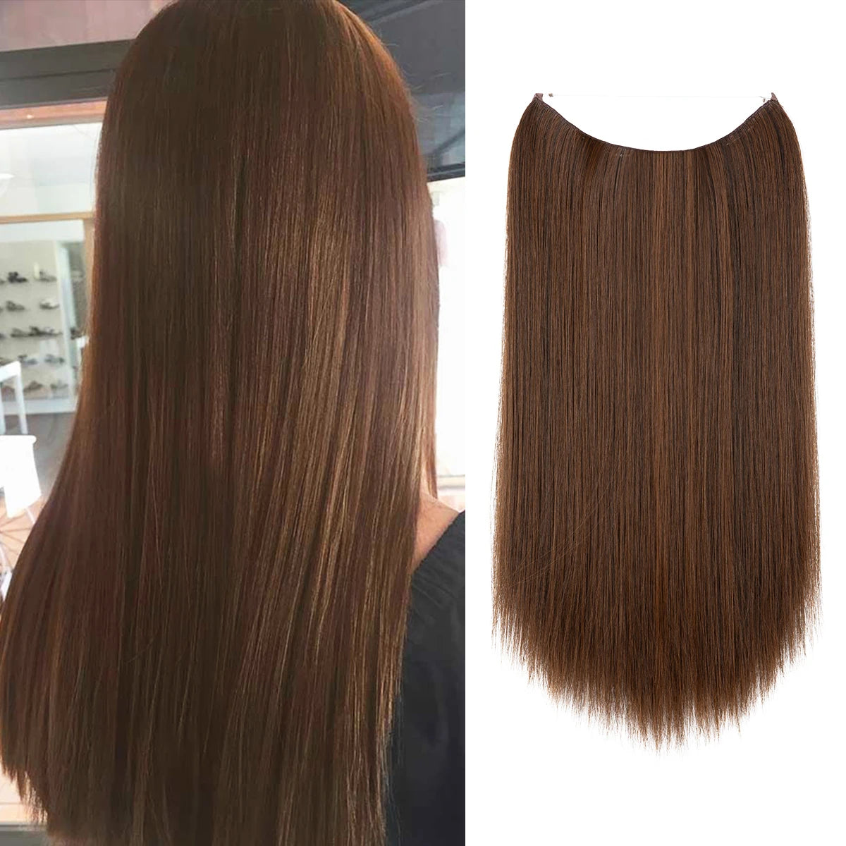 EXTENSIONES HILO INVISIBLE Balayage  Similar al Cabello Natural Premium🥇 55 cm largo Lisas