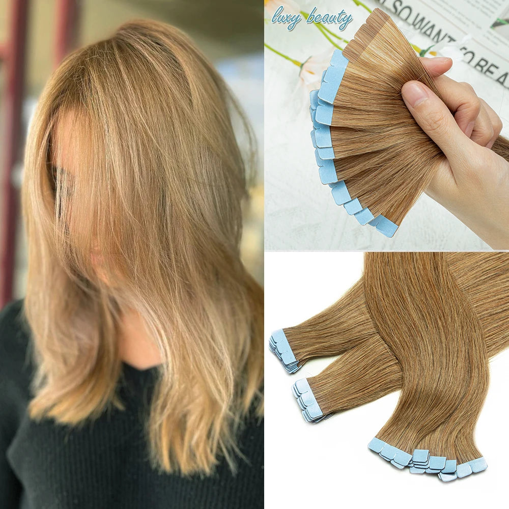 Pack 20 Mechas de  60 cm Largo  Cabello 100% Natural©️  Adhesiva doble cara