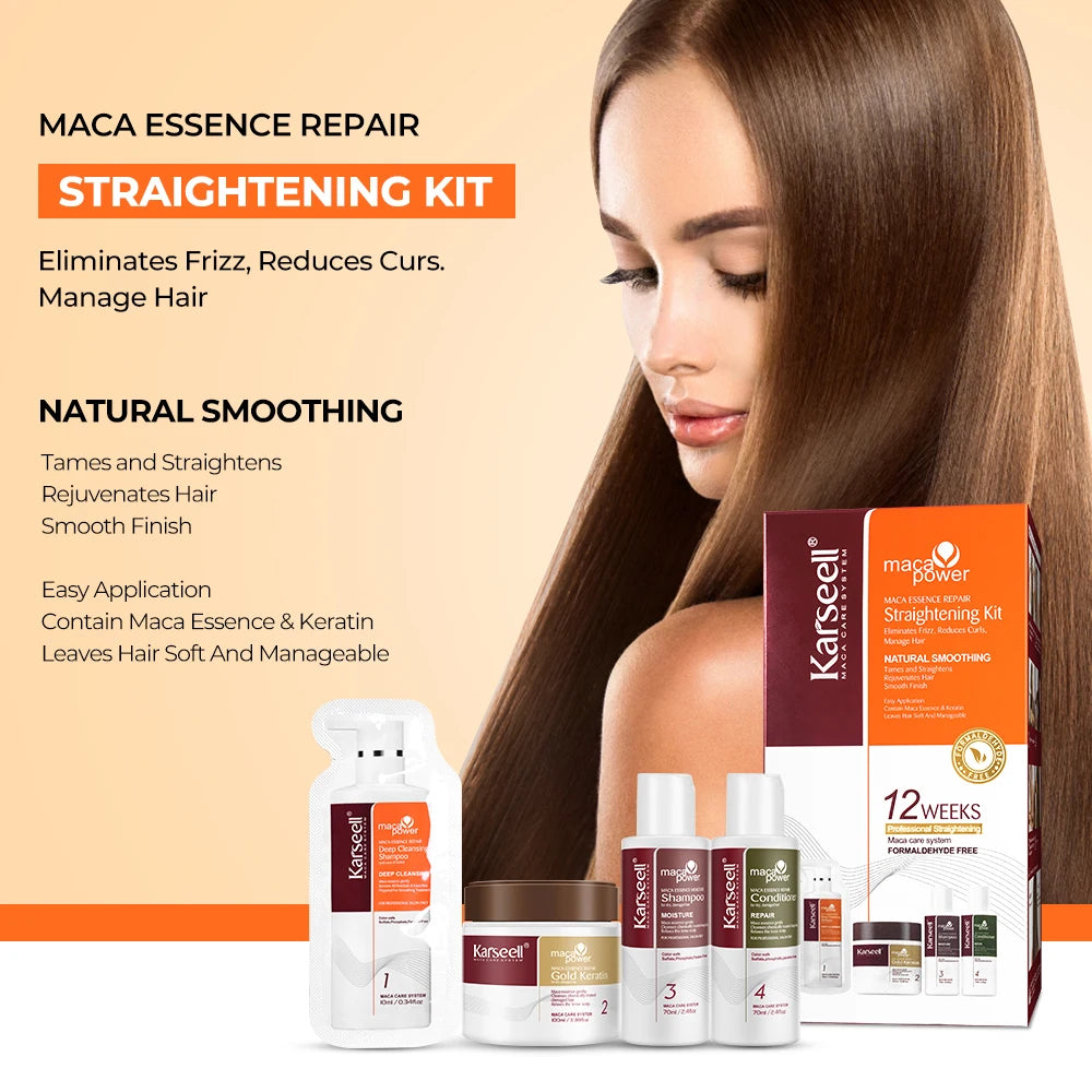 KIT ALISADOR Karseell Gold Keratina reparación rápida para alisar el cabello dañado, suave y liso