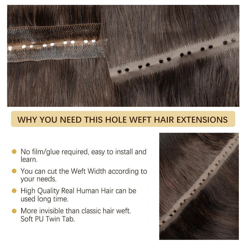 Extensiones de cabello Virgen 100% Natural con trama de mariposa  Invisible 60 cm largo