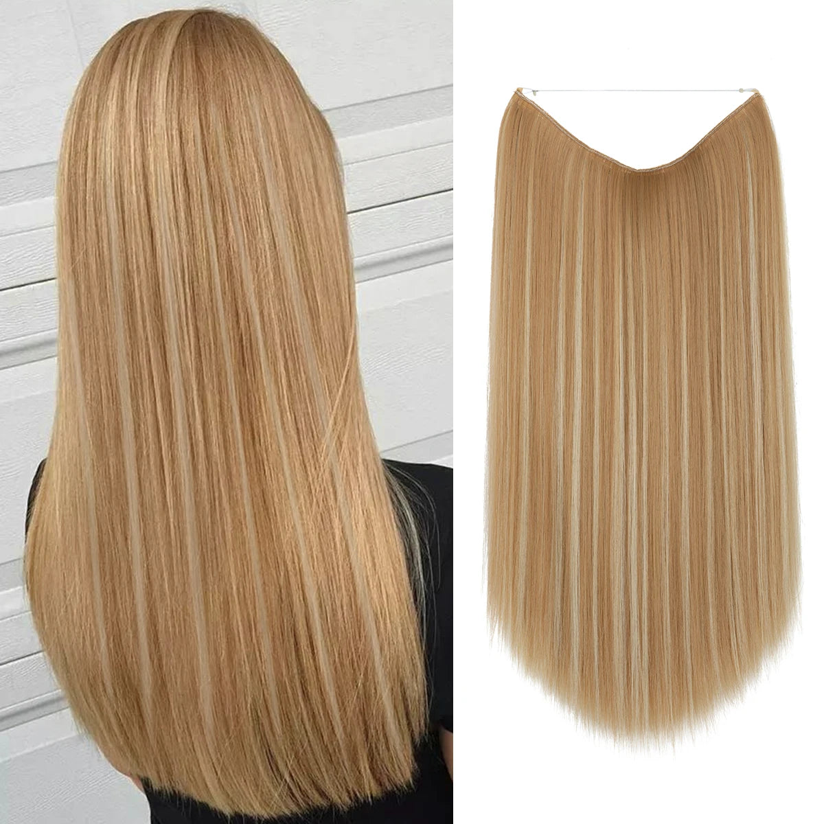 EXTENSIONES HILO INVISIBLE Balayage  Similar al Cabello Natural Premium🥇 55 cm largo Lisas