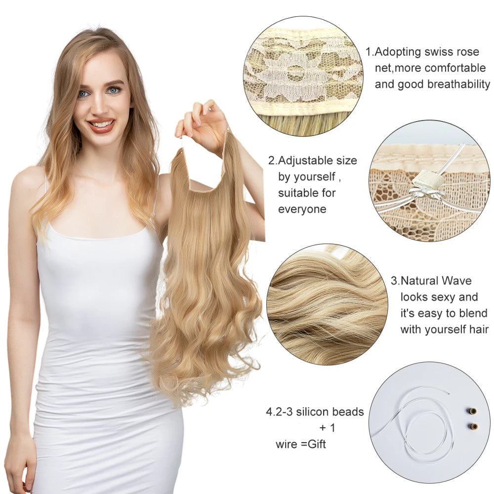 Extensiones Cortina babylight Hilo Invisible 55 cm Largo (150gr) Cabello 100% Similar al Cabello Natural 🥇