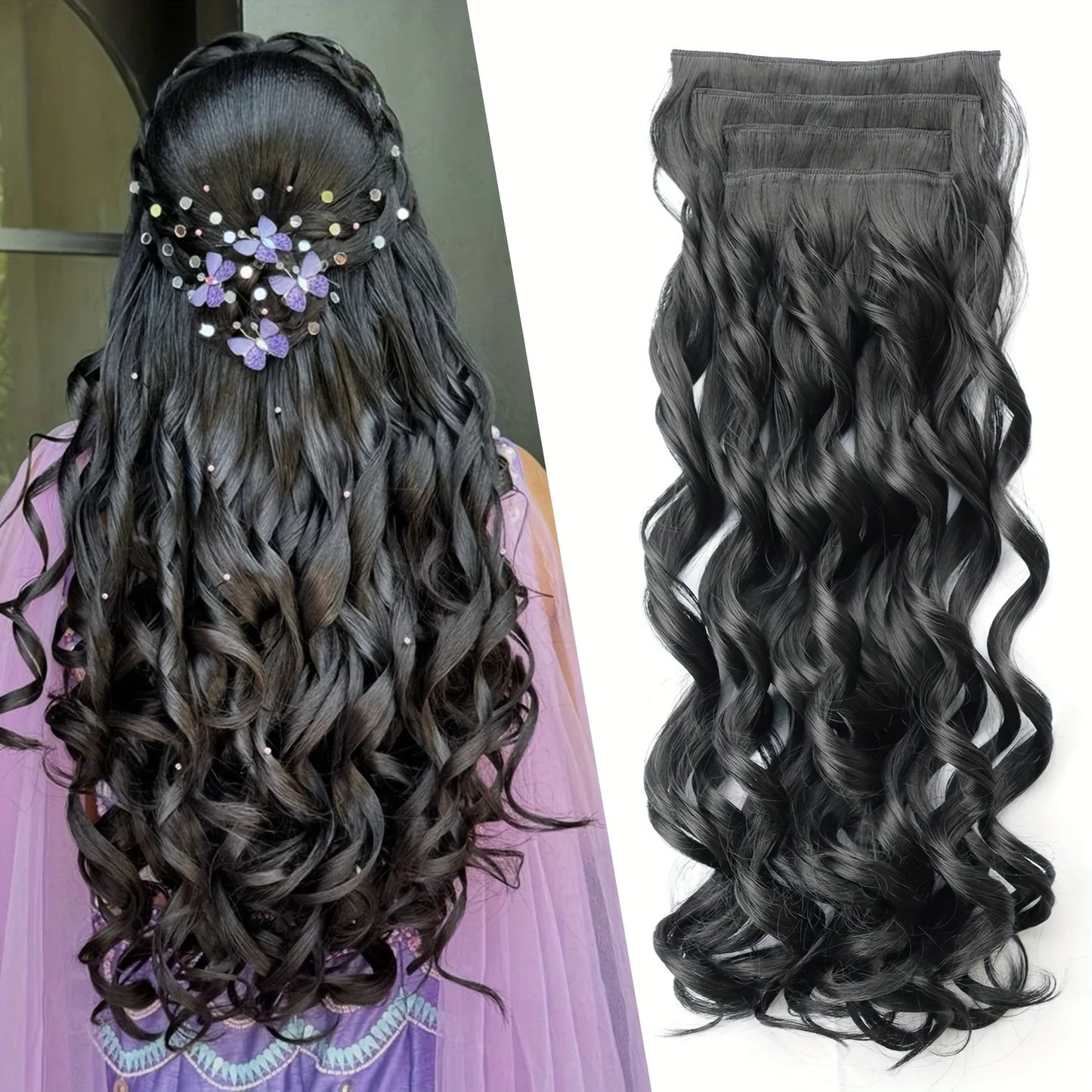 EXTENSIONES CABELLO por Capas 4 Piezas Rulos 50 cm Largo CABELLO 100% Similar al Cabello Natural 🥇