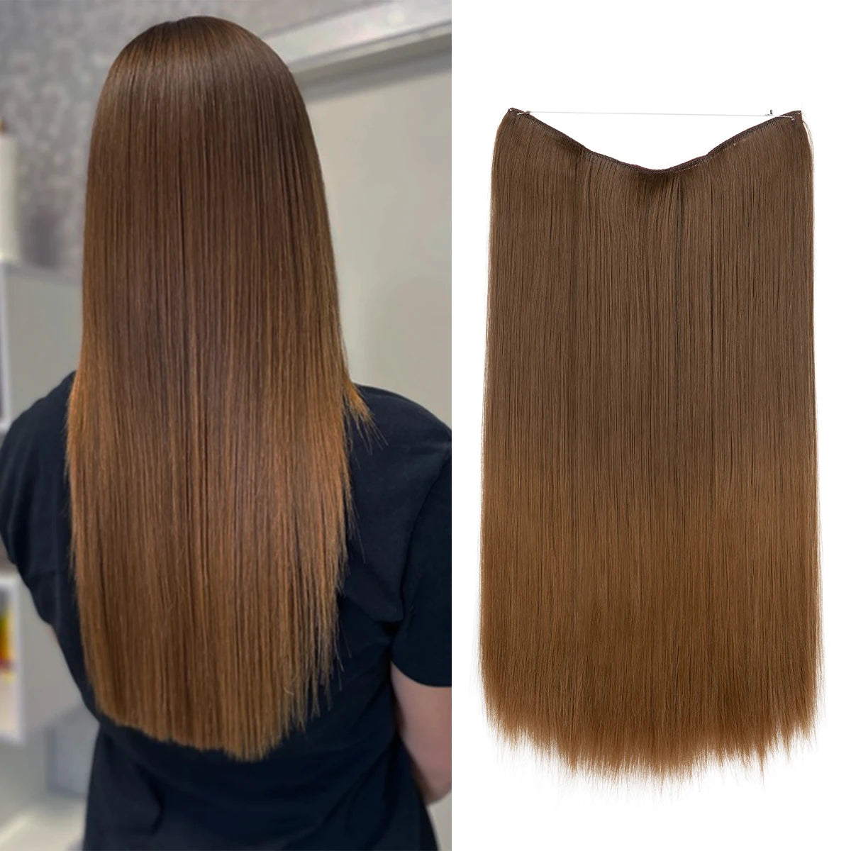 EXTENSIONES HILO INVISIBLE Balayage  Similar al Cabello Natural Premium🥇 55 cm largo Lisas