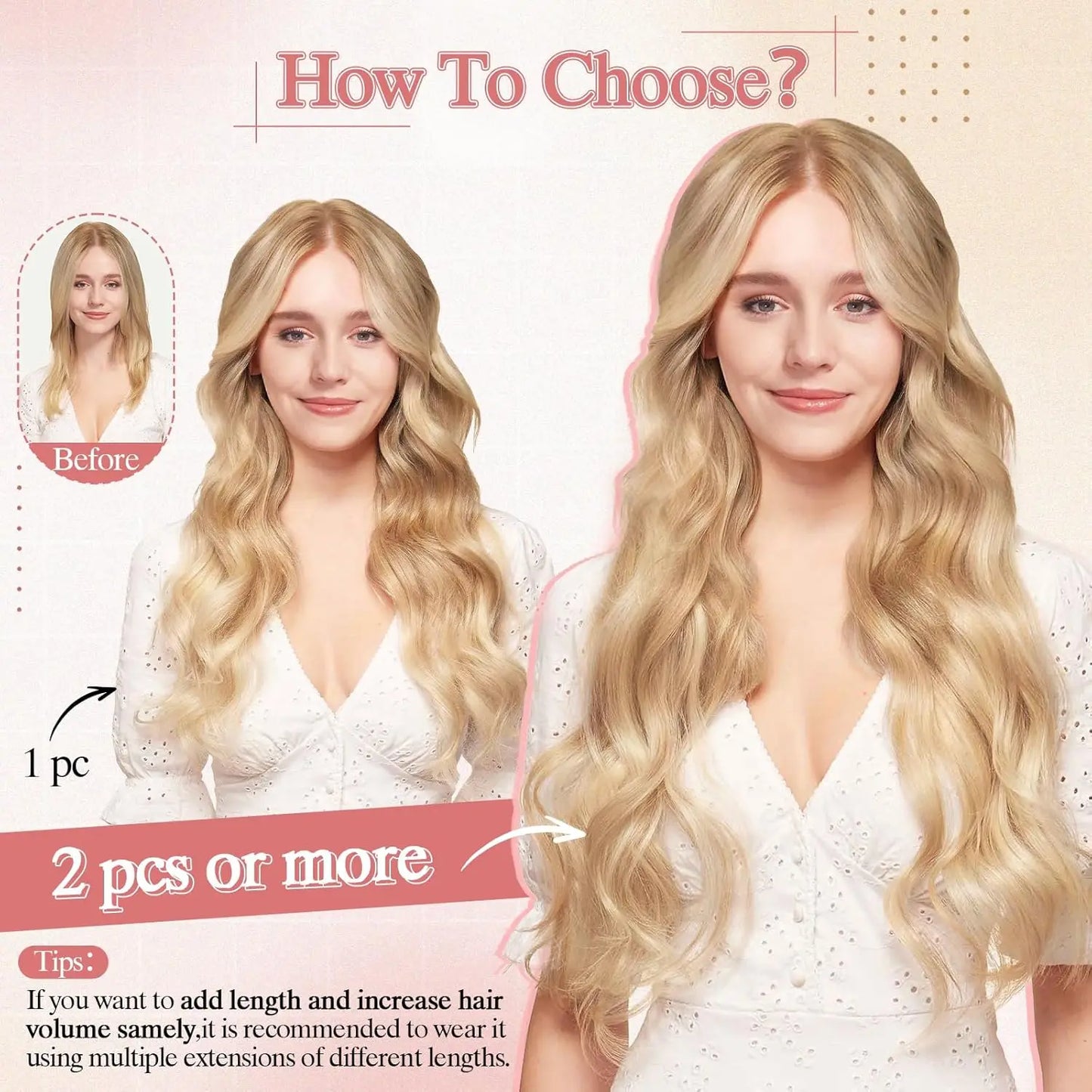 BALAYAGE Maxi Cortina 66 cm Cabello Humano 100% Natural tono rubio 8/613