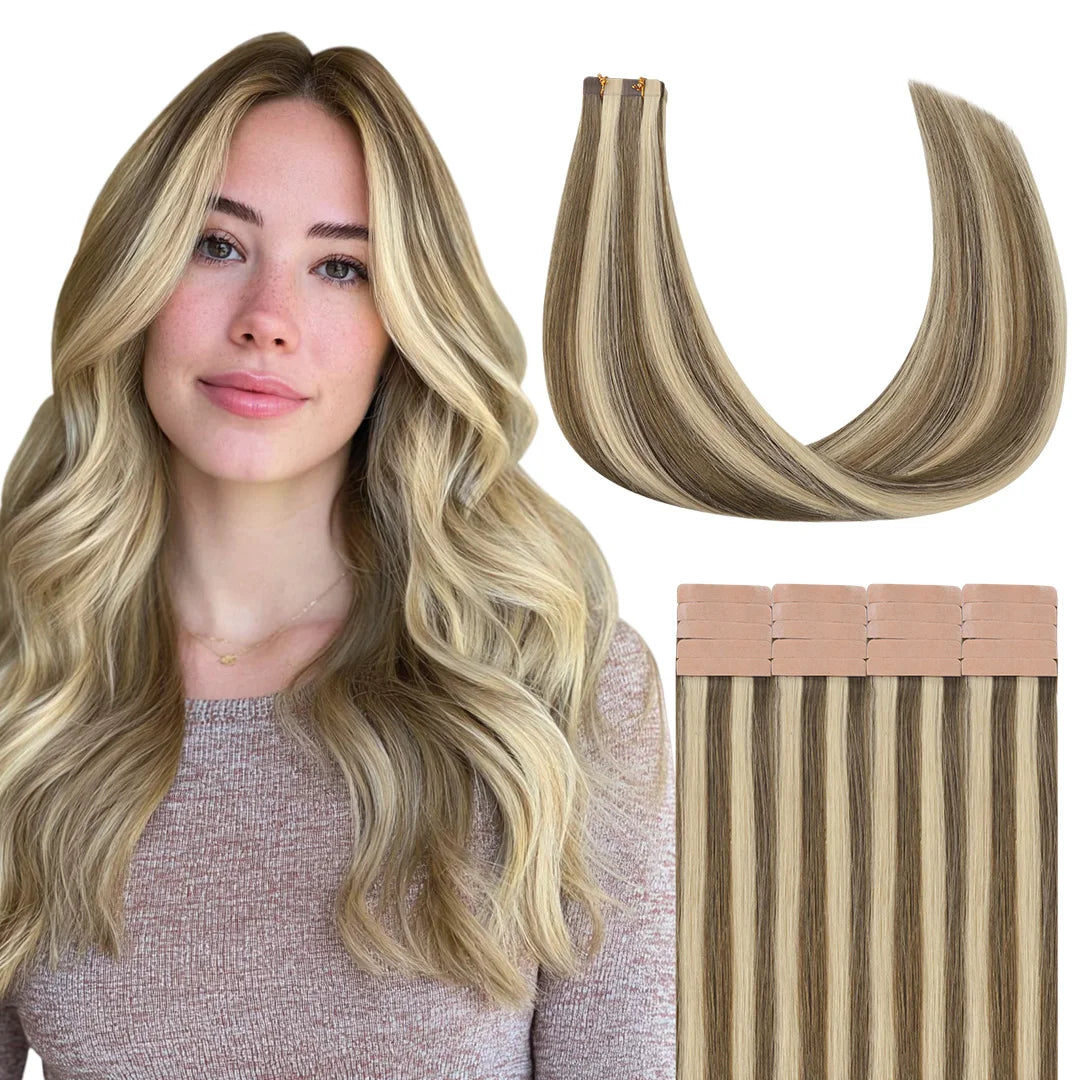 Extensiones Adhesivas Balayage 60 cm de largo Cabello Natural ©️ 100% Virgen